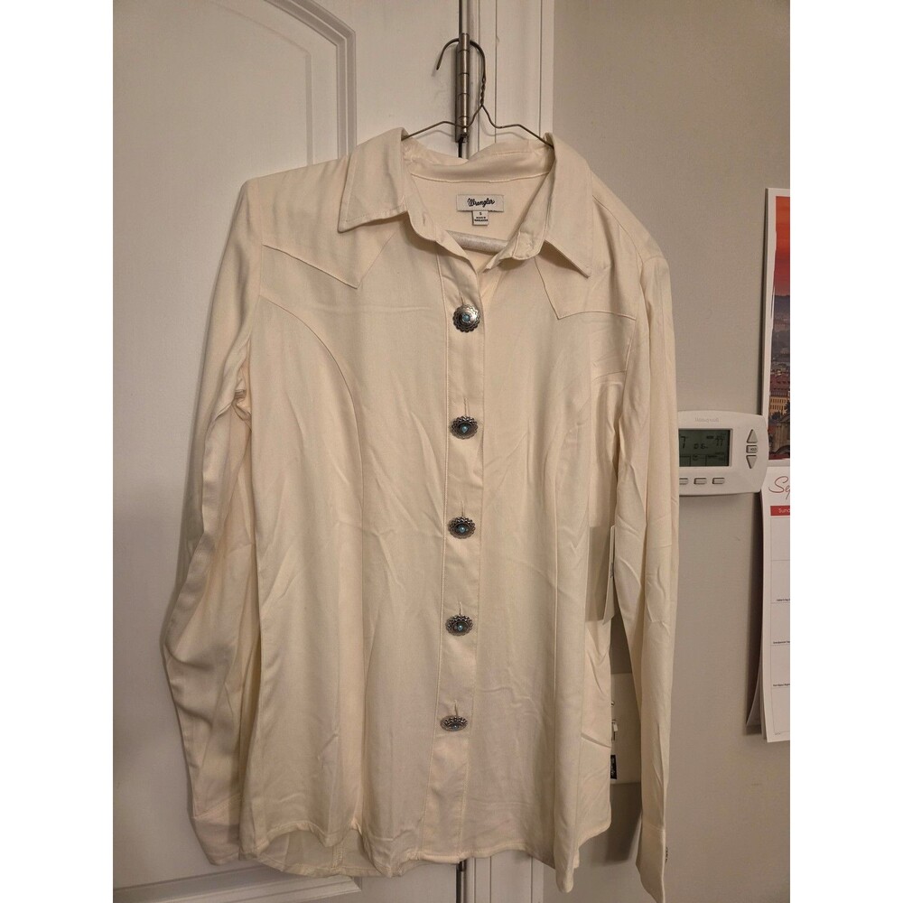 Wrangler Retro Women's Cream Long Sleeves Shirt Concho Buttons Sz S NWT